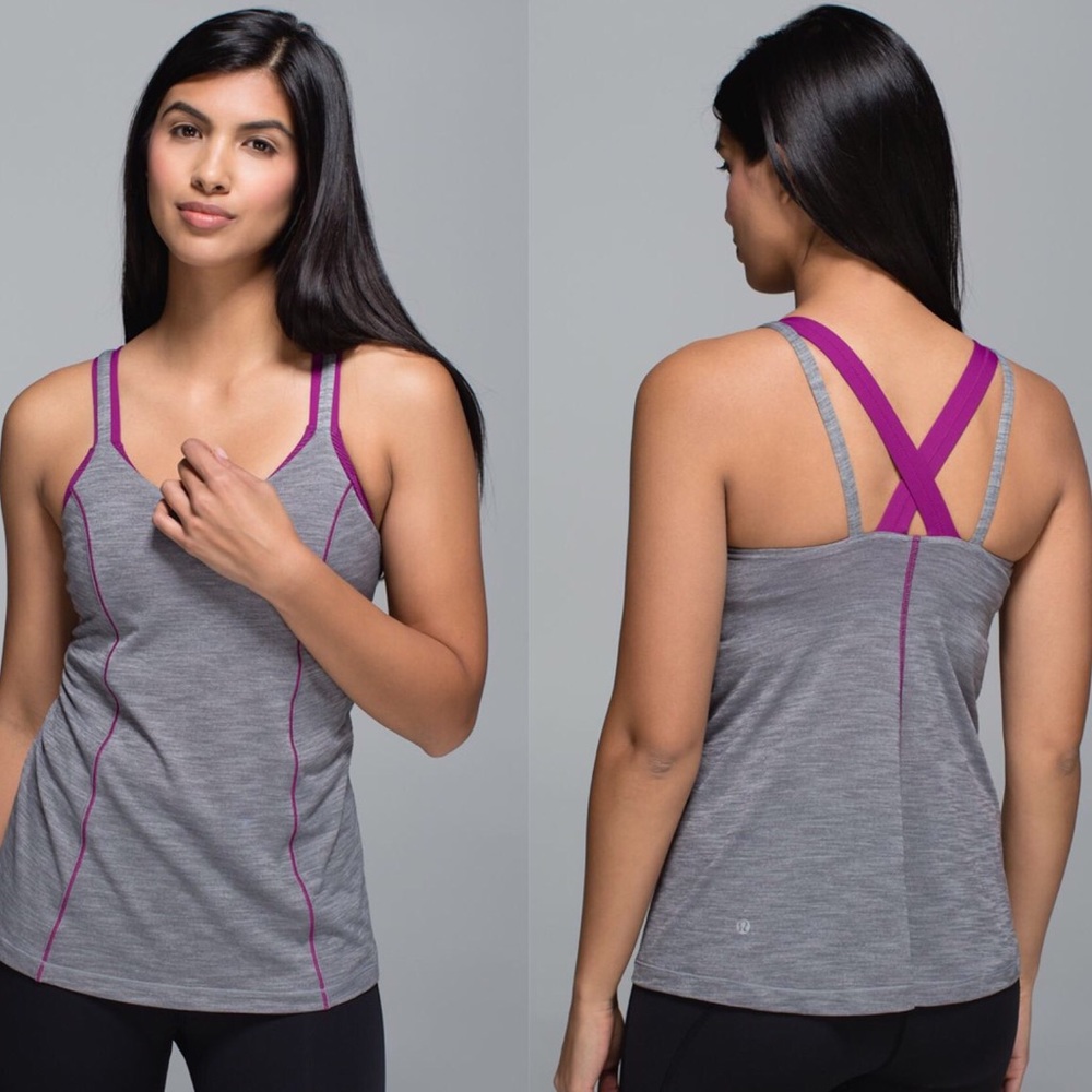 Lululemon “Run for Gold” in Plum & Gray Tank